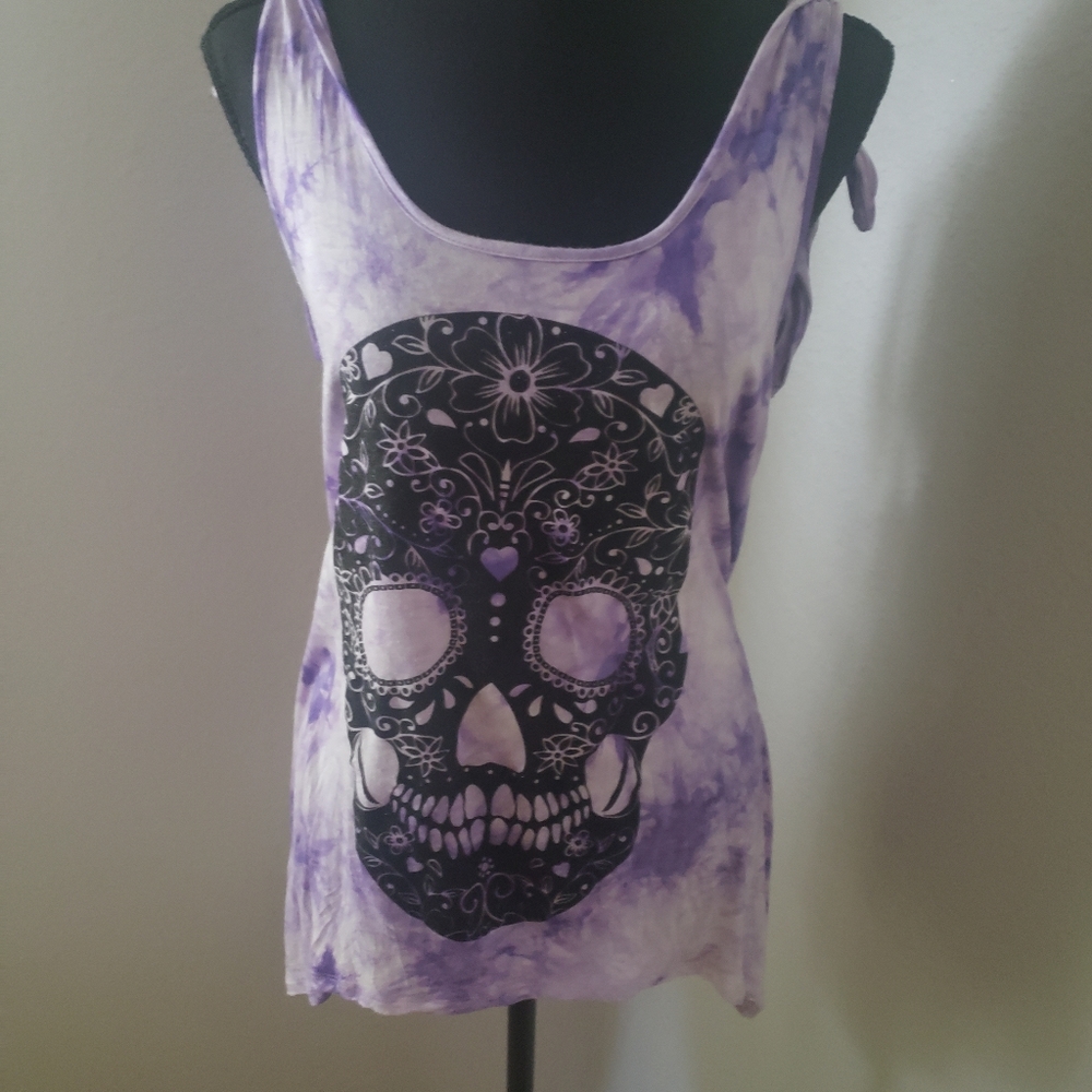 Just In: Lilac Tank w/ Glitter Sugar Skull Inspired Design - Picture 6 of 11